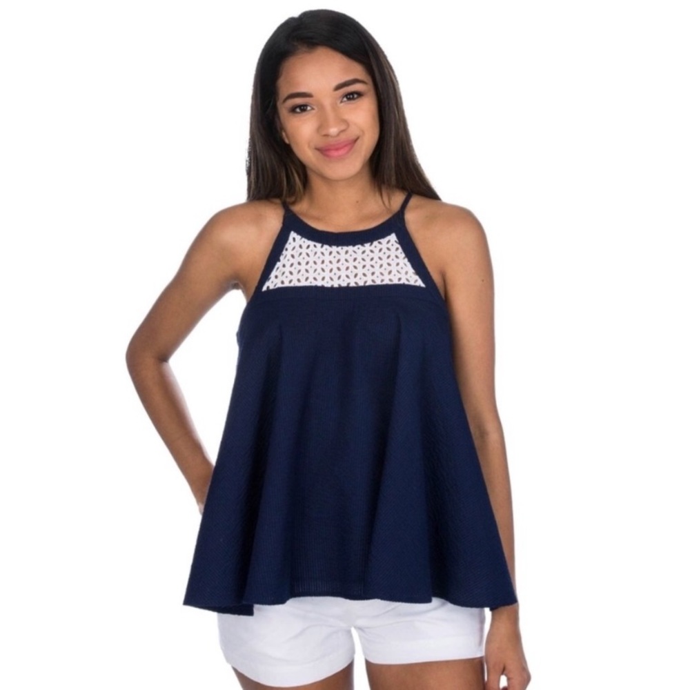 Lauren James Navy Cassidy Swing Tank top NWT